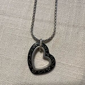 Brighton reversible black/brown heart necklace